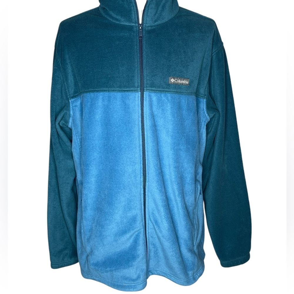 Columbia Mountain Fleece Blue Full Zipper Mens Jacket Size XLT